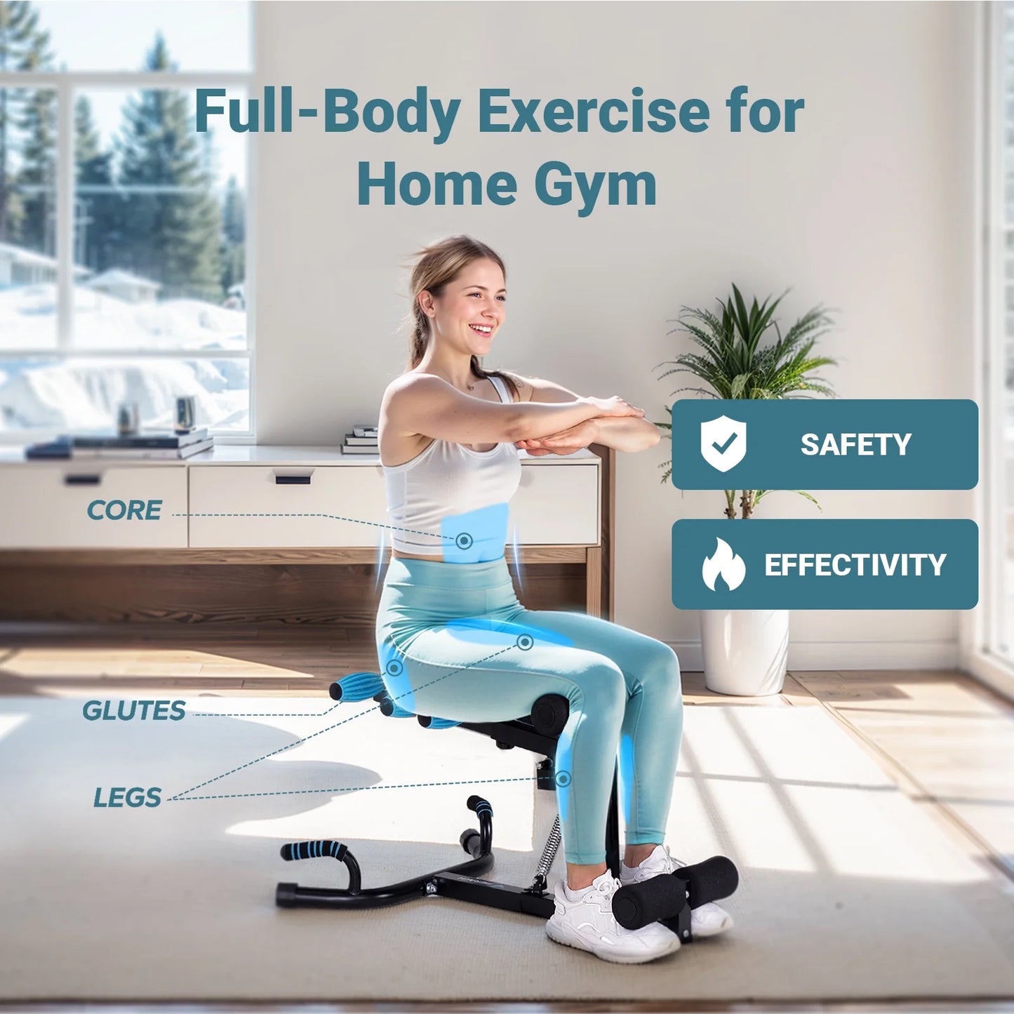 Adjustable Glutes Trainer & Deep Squat Machine - Core Leg Strengthener for Gym Workouts
