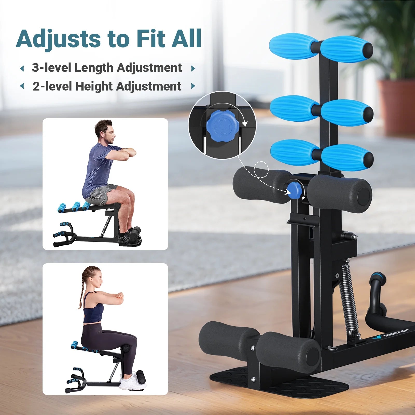 Adjustable Glutes Trainer & Deep Squat Machine - Core Leg Strengthener for Gym Workouts