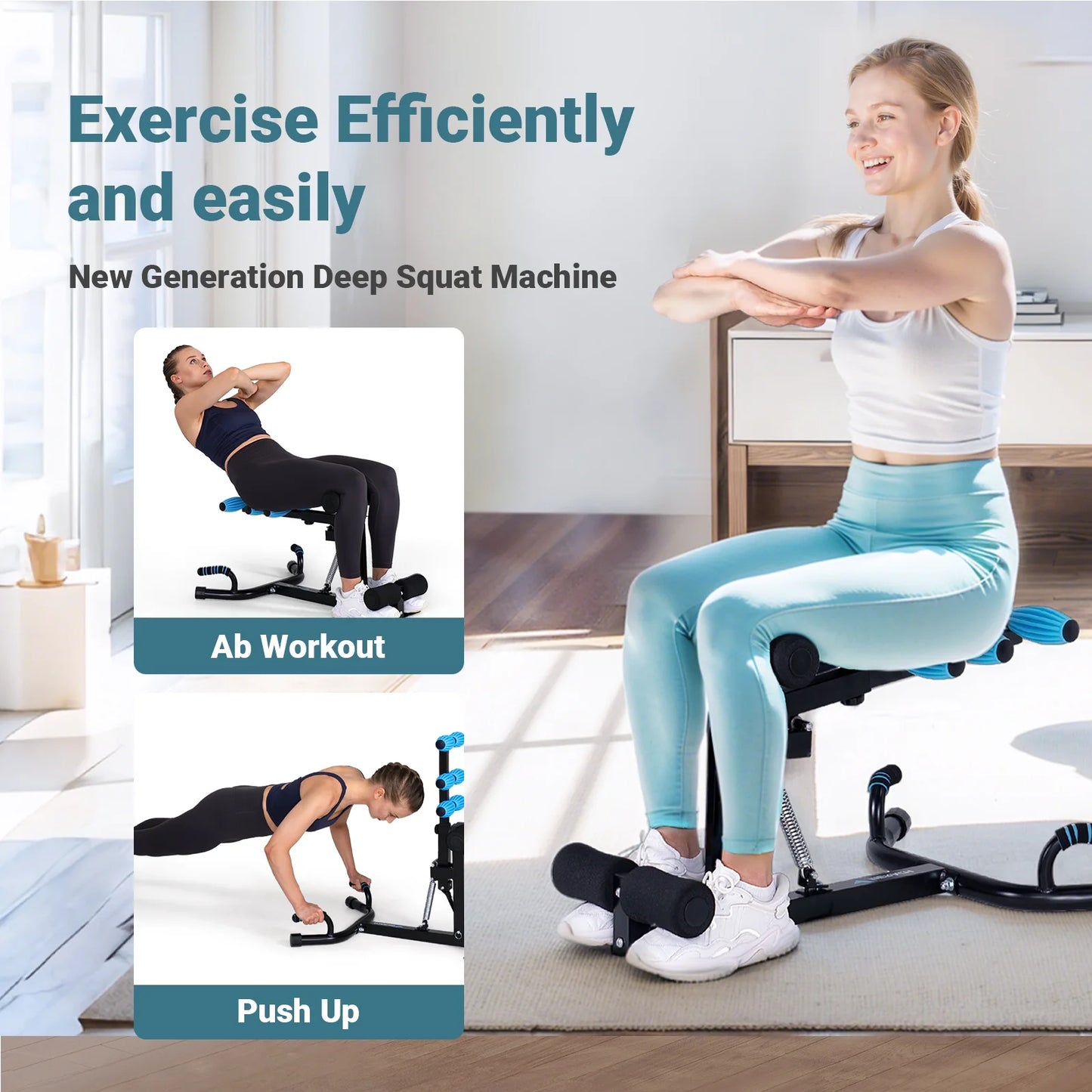 Adjustable Glutes Trainer & Deep Squat Machine - Core Leg Strengthener for Gym Workouts